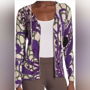 Anthropology Vertigo Paris Zip Hoodie Sweater Top Knit Purple Size Medium